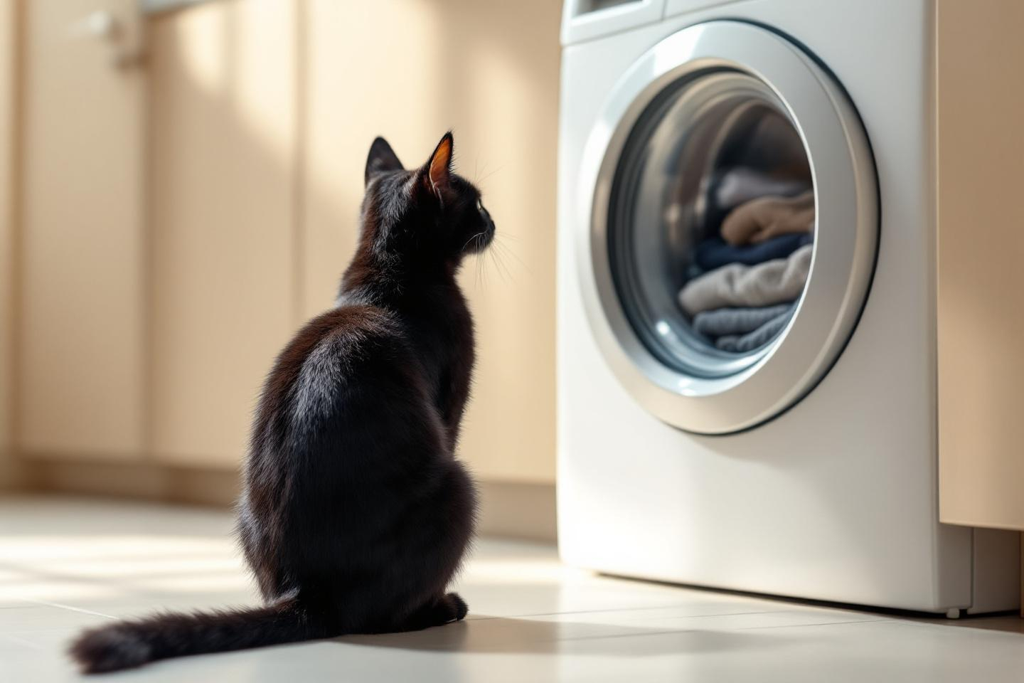 Que cherche vraiment votre chat quand il observe le lave-linge tourner ?