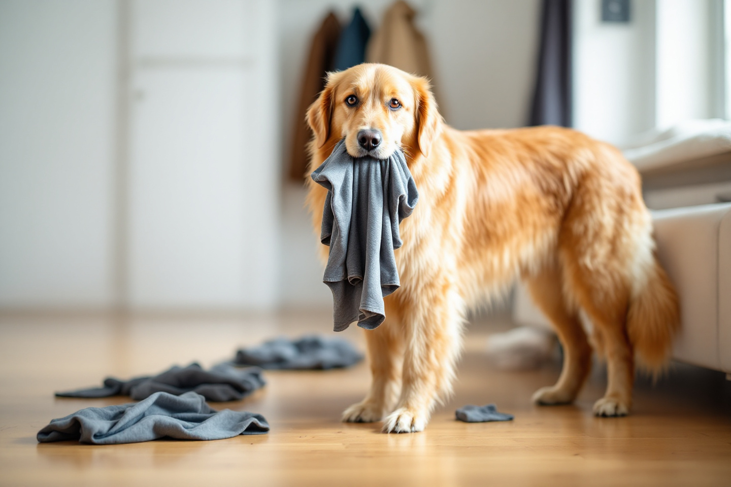 Pourquoi certains chiens volent-ils nos vêtements ? Instinct, stress ou simple jeu ?