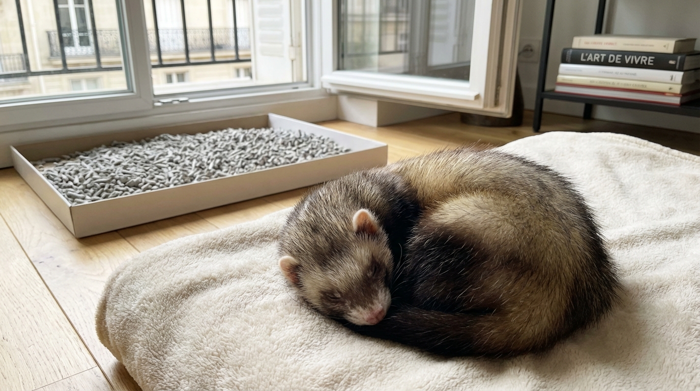 Comment un simple jeu peut-il transformer la litière du furet en piège invisible pour son ventre ?