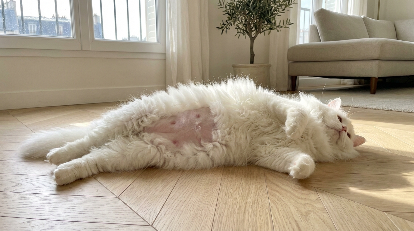 Pourquoi votre chat a-t-il le ventre dégarni alors que le reste de son pelage est impeccable ?