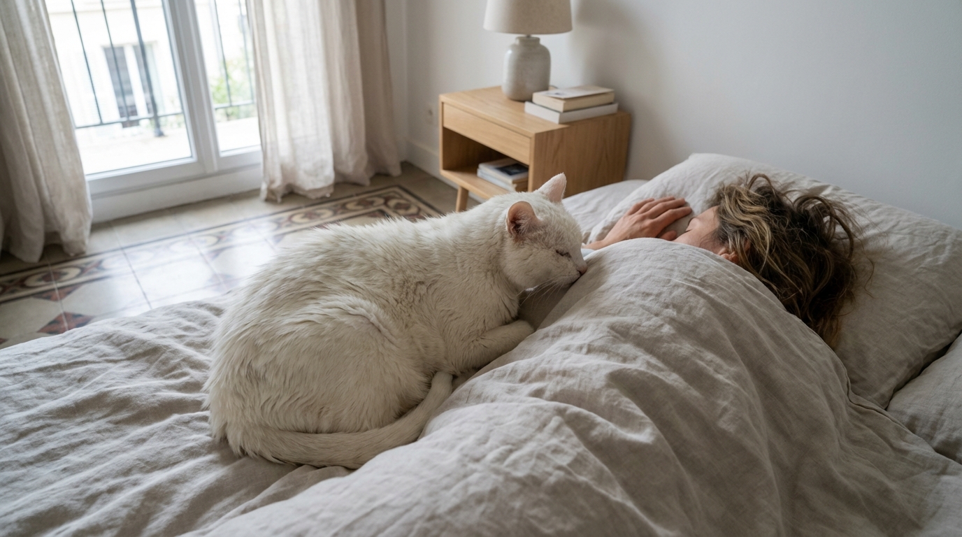 Votre chat s’installe sur le matelas : somnifère naturel ou garantie d’une nuit agitée ?