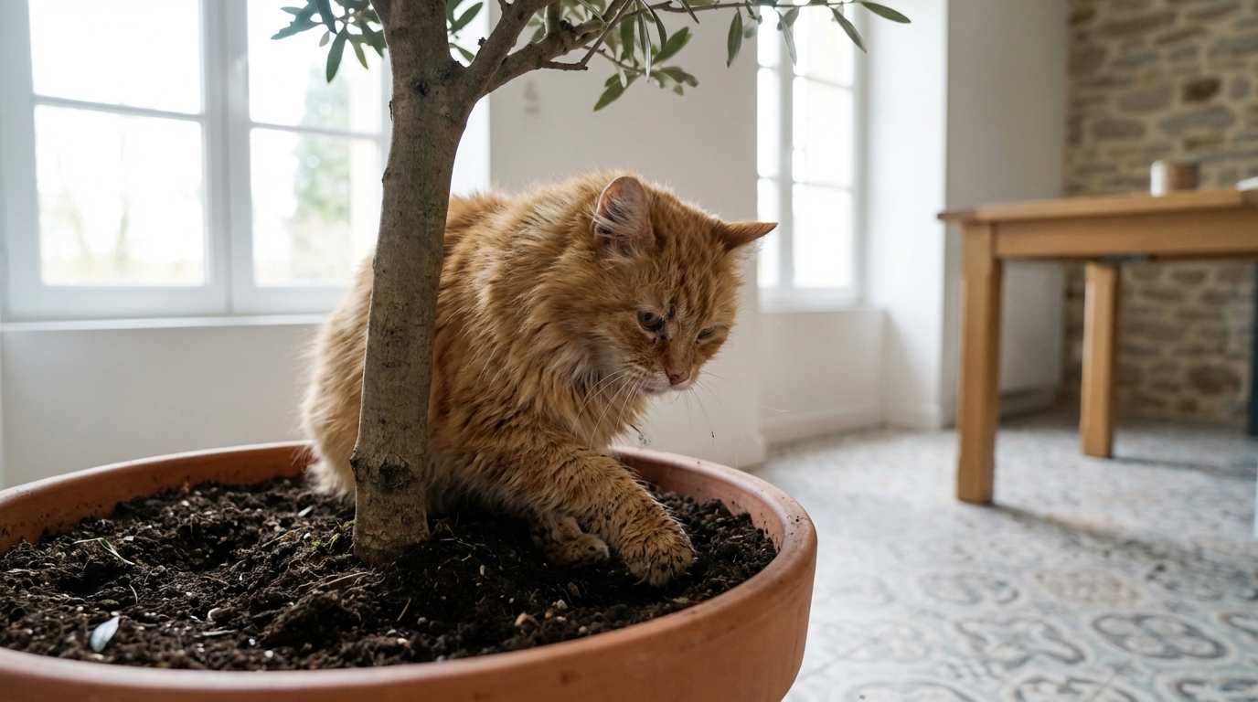 Pourquoi les chats prennent-ils parfois nos plantes d’intérieur pour leur bac à litière