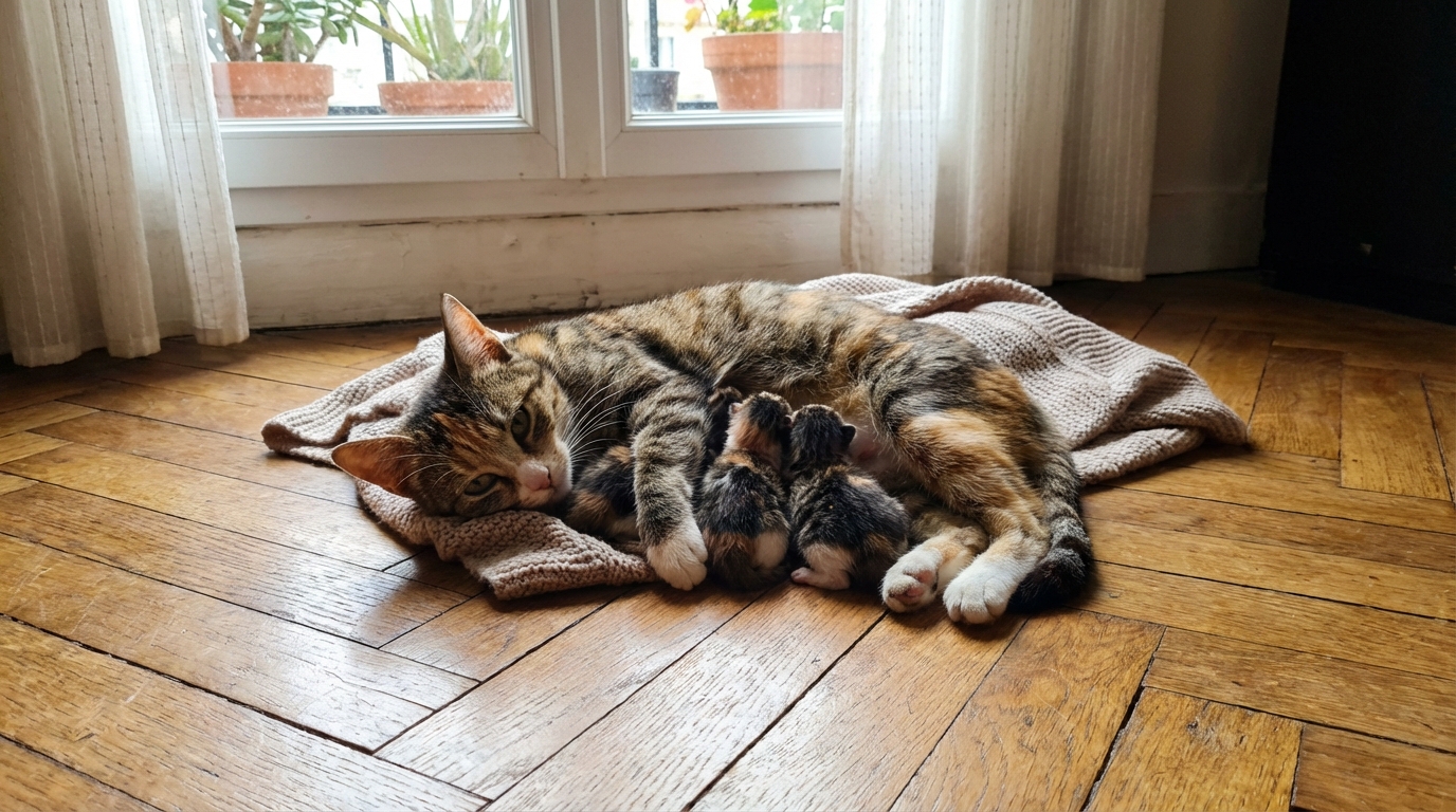 Une chatte a-t-elle vraiment besoin de votre aide après avoir donné naissance à ses petits ?