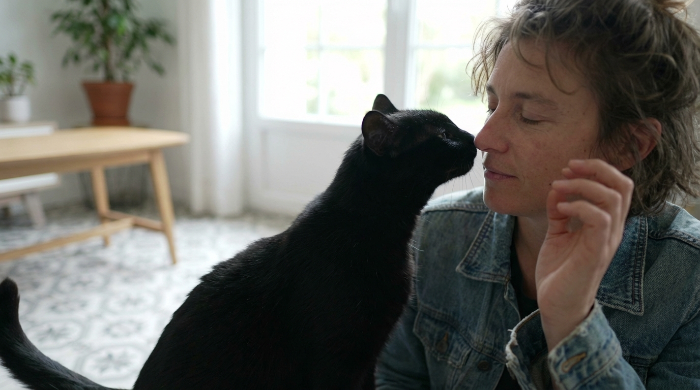 Pourquoi votre chat insiste-t-il pour renifler votre visage de si près avant d’accepter une caresse ?