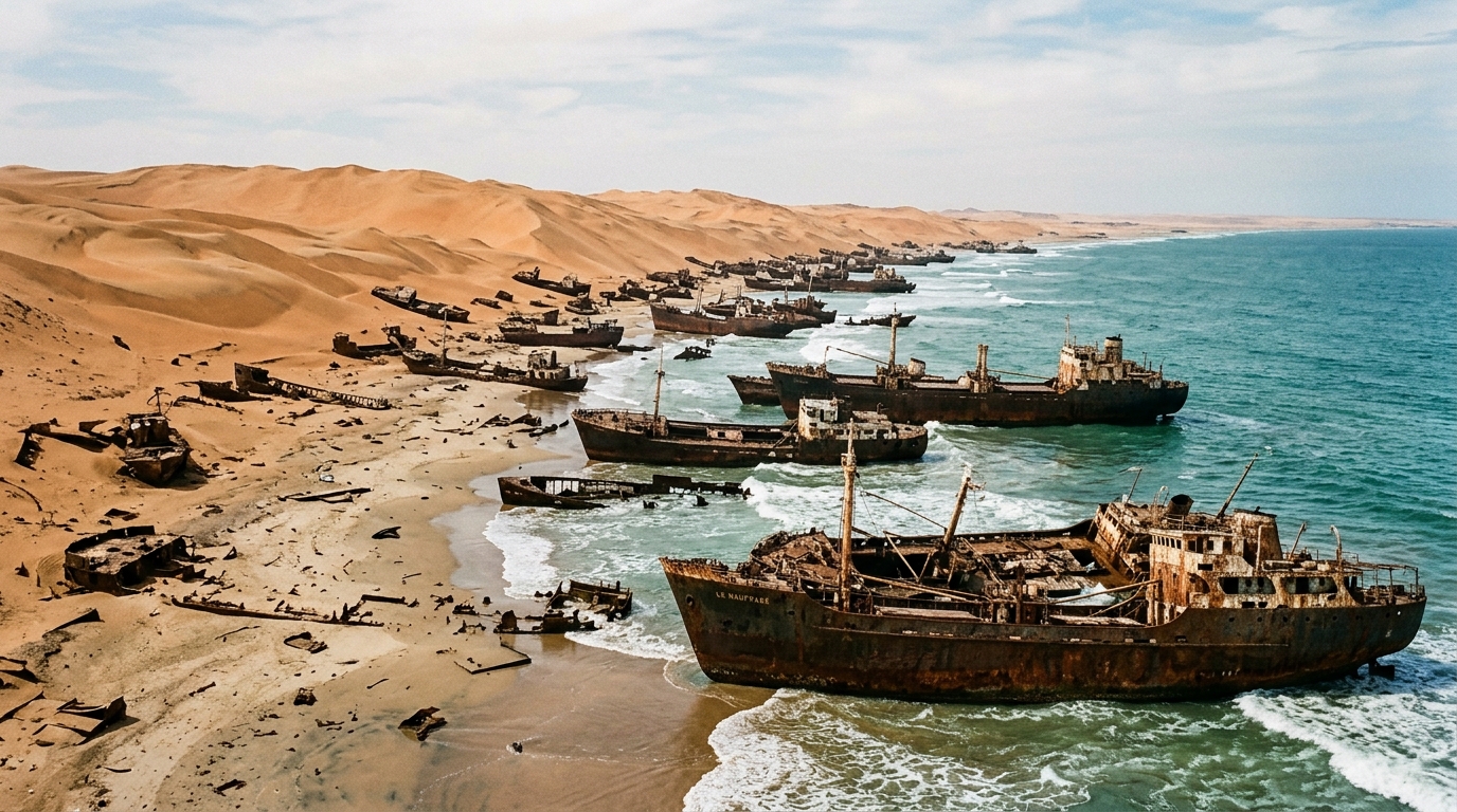 Au bord du Sahara s’entassent depuis les années 1980 près de 300 coques que la mer n’arrive pas à digérer