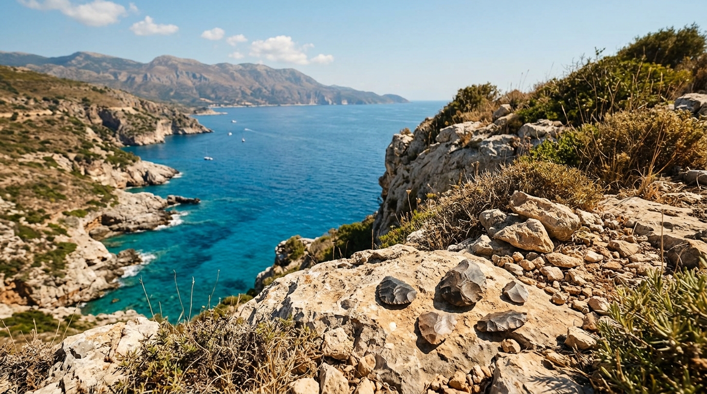 Au sud d’une île méditerranéenne dorment depuis 130 000 ans des pierres taillées qui n’auraient jamais dû y arriver