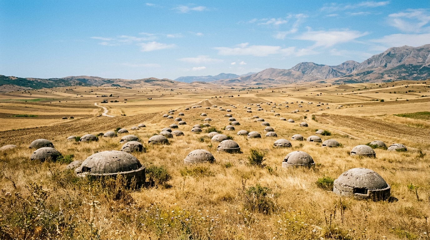 En coulant 173 000 dômes de béton en vingt ans, l’Albanie a bétonné ses champs pour un ennemi qui n’est jamais venu