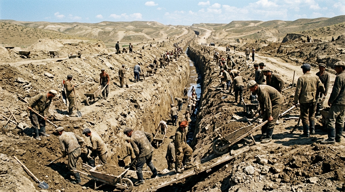 En creusant 227 km à la pelle et à la brouette en 20 mois, l’URSS a offert au monde un canal que ses cargos ne pouvaient pas emprunter