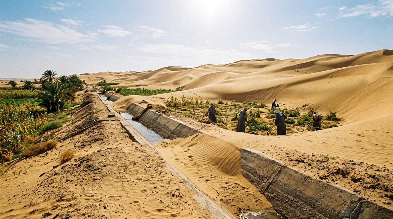 Les Égyptiens ont creusé un canal géant dans le désert dès 1997 pour y faire pousser 2 300 km² de cultures, et le sable a gagné
