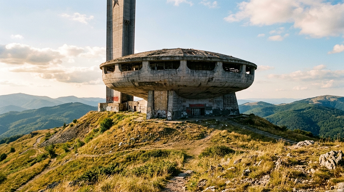 Sur un sommet bulgare dort depuis 1981 une soucoupe de béton que plus personne n’entretient