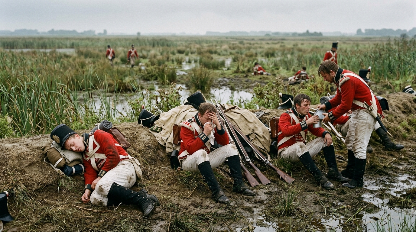Sur une île marécageuse des Pays-Bas en 1809, l’armée britannique a été battue sans qu’un seul ennemi charge