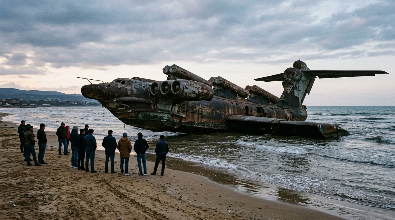 Les habitants de Derbent voient cette carcasse de 380 tonnes depuis 2020 sans savoir ce qu’elle faisait au ras des vagues